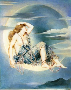 Luna de Evelyn de Morgan 8x10 edición abierta impresión desnuda sobre papel - Imagen 1 de 1