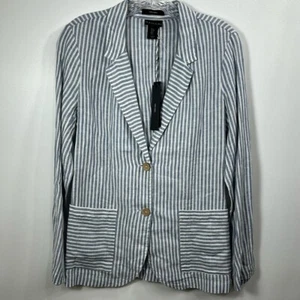 Tahari 100% linen blue and white striped jacket size small. NWT. - Picture 1 of 9