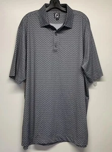 Footjoy FJ Athletic Fit Golf Polo Shirt Geometric Mens 2XL Embroidered Sleeve - Picture 1 of 8