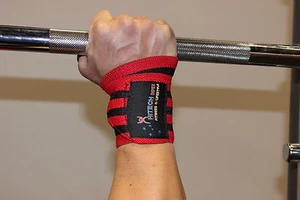 12" Heavy Duty Weight Lifting Wrist Wraps Gym Wrist Support Wraps Straps Red - Picture 1 of 2