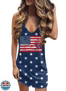 For G and PL 4th of July Women's American Flag Red White Blue Patriotic Dress - Picture 1 of 5