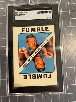 1971 TOPPS GAME #37 JOHNNY UNITAS BALTIMORE COLTS AUTHENTIC UNCUT PROOF CARD SCG - Image 1 of 2