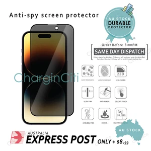 Privacy Tempered Glass Screen Protector iPhone 16 15 14 13 12 11 Pro Max XR X 8 - Picture 1 of 8