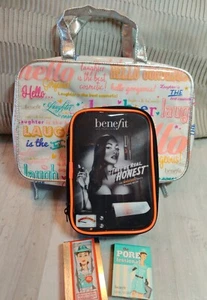 2 PC Benefit 💋 Laughter is the Best Cosmetic Makeup Travel Cases w Samples NEW - Picture 1 of 8