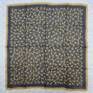 HANAE MORI Black Yellow Flower Silk Scarf Scarves 22.5" X 23" O520 - Picture 1 of 10