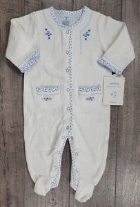 Baby Girl Clothes New Vintage Carter's 9 Month White Pretty Blue Footed Outfit - Picture 1 of 3