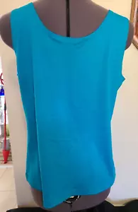 Camicia da donna Chicos verde acqua nuova con etichette L Chicos collo 2 scoop pullover in nylon senza maniche - Foto 1 di 6