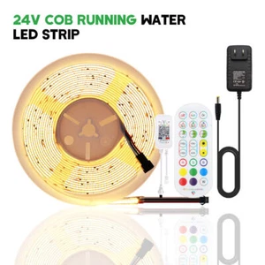 bluetooth WS2811 IC 24V Running Water Flowing COB Strip Lights Horse Race power - Picture 1 of 15