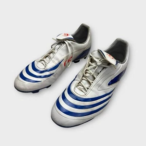 ADIDAS F10 Low Top Trainers White Blue Leather PRB 698001 Mens UK 9 US 9.5 - Picture 1 of 11