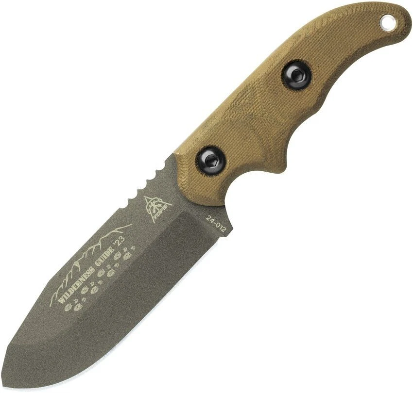 TOPS Wilderness 1095HC Blade Green Canvas Micarta Handle Fixed Knife - WSG02