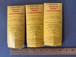 LOT OF 3 SLEEVES DILL'S PIPE CLEANER FOR SMOKING PIPES VINTAGE ADVERTISING NOS - Picture 1 of 5