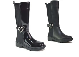 Mädchen schwarz Stiefel Kleinkinder Kinder Freizeit Reißverschluss kniehoch Schnalle Winter Größe 10-2,5 - Bild 1 von 13