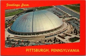 Postal "PUBLIC AUDITORIUM" Mellon Arena/vista aérea de Pittsburgh, PA de la década de 1960 - Imagen 1 de 2