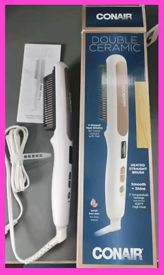Conair Double Ceramic Hair Styling Brush Heated Straight Brush OPEN BOX - Image 1 of 4