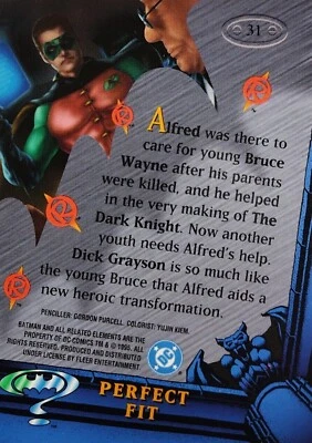 DC BATMAN FOREVER METAL Fleer 1995  Card 31, PERFECT FIT - Image 1 of 2