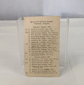 1949 Massanutten Military Academy Basketball Schedule Paper Woodstock, Virginia - Picture 1 of 5