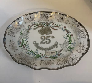 Lefton 25th Anniversary Glass Platter Vintage 13” x 9” 1984 - Picture 1 of 10
