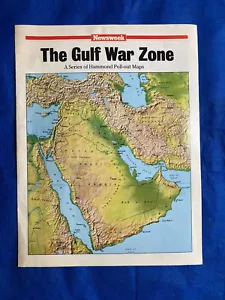 Newsweek Hammond Pull-out maps The Gulf War Zone, Kuwait, Iraq 1991 Oil Fields - Picture 1 of 4