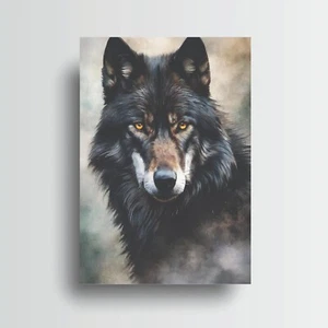 11x14 Black Wolf Canvas Print Wall Art - Picture 1 of 8
