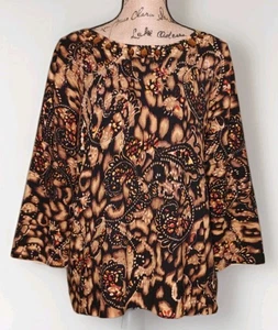 Jones NY Signature - Beautiful Jewel Neckline Silk Blend Paisley Tunic - Size XL - Picture 1 of 3