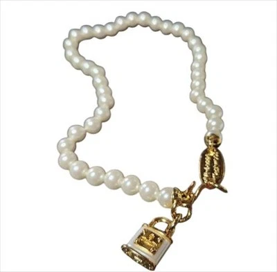 Vivienne Westwood Enamel Lock Head Necklace Padlock Motif Orb Gold White - Image 1 of 3