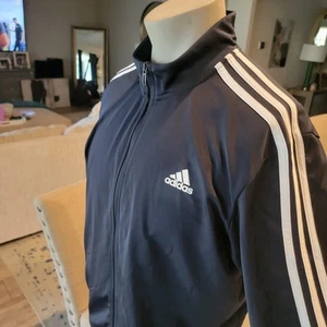 Adidas Track Jacket Uomo Tg L Navy Warm-Up Calcio Giacca a Vento Tasche 3 Righe - Foto 1 di 6