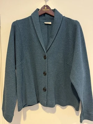 Cárdigan suéter tejido de algodón Poetry para mujer US 10 UK14 cuello chal azul Foto 1 de 4