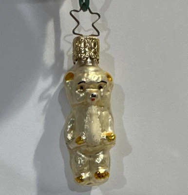 Oso bebé Inge-Glas con biberón retirado alemán marrón adorno de Navidad Foto 1 de 4