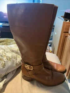 Michael Kors Brown Leather Riding Tall Boots Size 8.5 - Picture 1 of 14