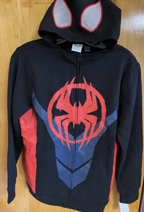 SPIDERMAN, Marvel, Miles, Kids L, Zip Front Hoodie, Mesh Eyes, Black, New Tags - Picture 1 of 19