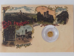 TSCHECHIEN 2022 GOLD COIN PP - HISTORISCHE ANSICHTSKARTEN - BURG TRENCIN - - Picture 1 of 7