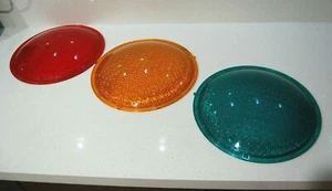 New Genuine LARGE Australian Traffic Light Lenses Red - Amber - Green Man Cave! - Picture 1 of 10