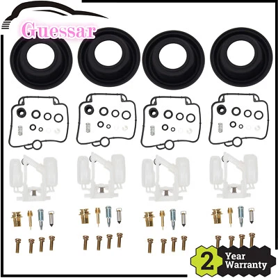 4* Carburetor Gaskets Rebuild Kit & Float Fit 90-96 SUZUKI GSX600F GSX600 KATANA - Image 1 of 4