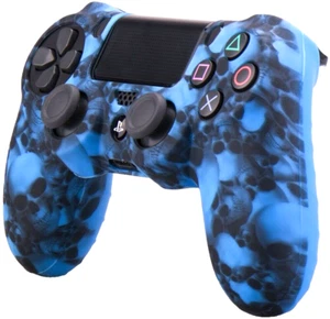 Funda antideslizante con agarre de silicona azul negro calaveras para controlador PS4 - Imagen 1 de 6