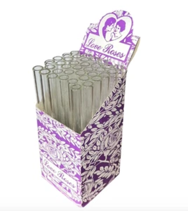 Tubi di vetro Love Roses - viola 6 pollici - confezione da 36 pezzi - Foto 1 di 4