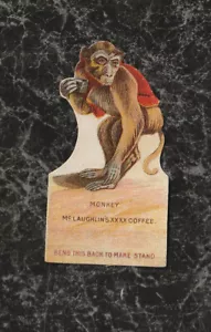 Kleine viktorianische gestanzte Sammelkarte Affe mit Blechbecher McLaughlins XXXX Kaffee - Bild 1 von 2