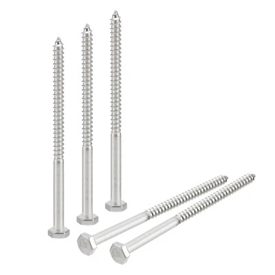 Hex Tête Retard Vis Boulons, 20pcs 1/4" X 4" Inox Acier Filetage Bois Vis - Photo 1/4