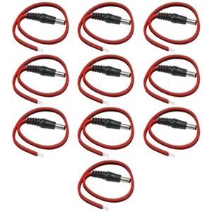 10x 5.5mm x 2.1mm DC Power Pigtail Male Plug 10" Cable For CCTV Security Camera - Picture 1 of 4