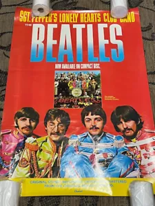 "Póster de lanzamiento de CD de The Beatles 1987 Promo Instore 24"" por 36"" en excelente estado" - Imagen 1 de 2