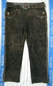 BESTICKTE BRAUNE LEDERHOSE - LANG - PCP/AZO-FREI - BW 48 - 51 cm - GR. 54 - Bild 1 von 3