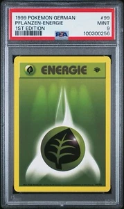 1999 Pokemon GERMAN 1st Edition Base Set Plant Grass Energy 99/102 PSA 9 - Picture 1 of 2