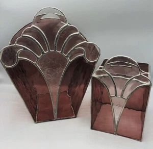 Juego de 2 cajas de pañuelos de papelera de baño de vitral de escoria de colección decoración - Imagen 1 de 20