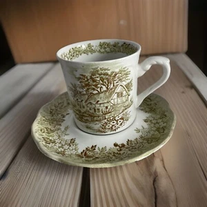 Set of 4 J & G Meakin Romantic England Cup & Saucer, Anne Hathway’s Cottage - Picture 1 of 9