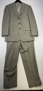 Oliver Elman Mens Worsted Wool Suit 41R 3-Button Jacket & Pants Taupe - Picture 1 of 20