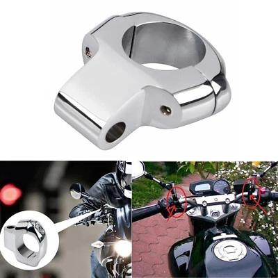 Chrome For Harley-Davidson Miller Clamp Mounting Mirror/Turn Signal 1" Handlebar - Image 1 of 4