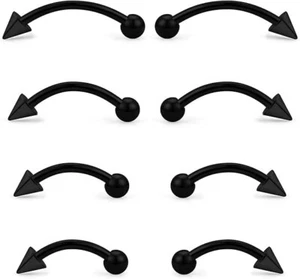 Eyebrow Piercing Jewelry Stainless Steel Eyebrow Ring Curved Barbell Vertical La - Picture 1 of 4