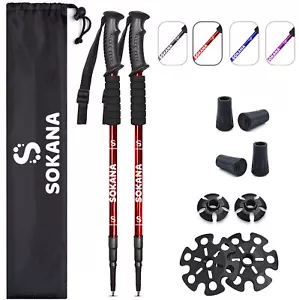 2Pcs 3-Section Telescopic Anti-shock Trekking Walking Poles Hiking Sticks RED - Picture 1 of 5