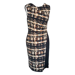 Anne Klein Damen braun & schwarz gemustert gefüttert Kleid, Reißverschluss hinten, Größe UK 8 - Bild 1 von 6