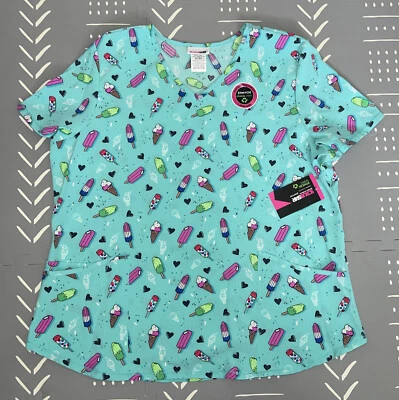 Scrubstar Women's Chillin Treats Print Scrub Top XL - Image 1 of 2