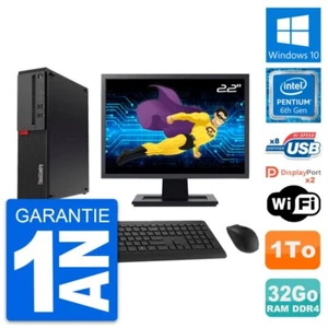 PC LENOVO M910s SFF Bildschirm 22 " Pentium G4400 RAM 32Go Scheibe 1To Windows - Bild 1 von 8